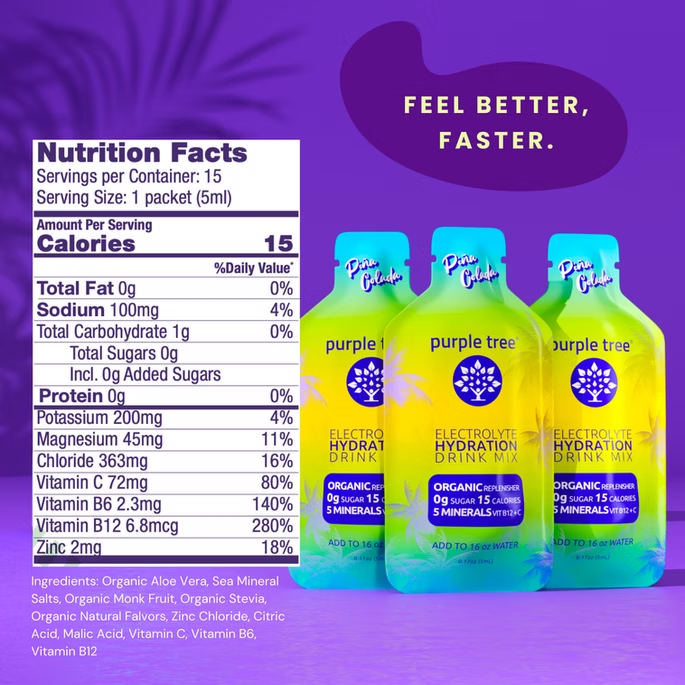 Electrolyte Hydration Packets, Organic, Pina Colada
